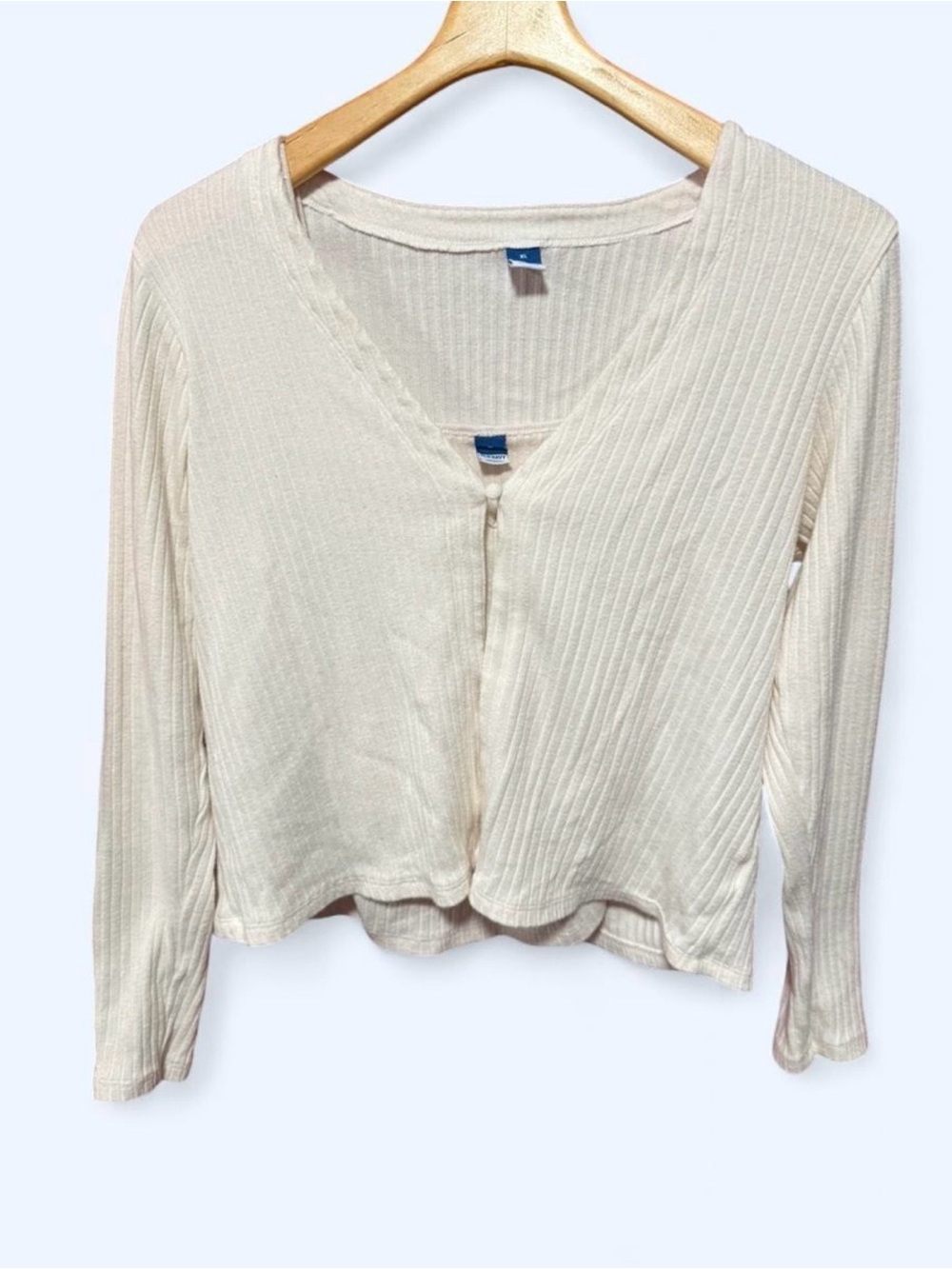 Old Navy Rib-Knit Single-Button Cardigan Sweater with cami xl cream color